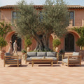 Cordoba four-piece teak deep seating set with sofa, two armchairs and coffee table — Anderson Teak SET-160
