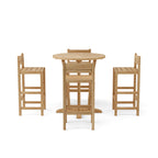 Rear view of Descanso Sedona teak bar set with four chairs — Anderson Teak SET-290