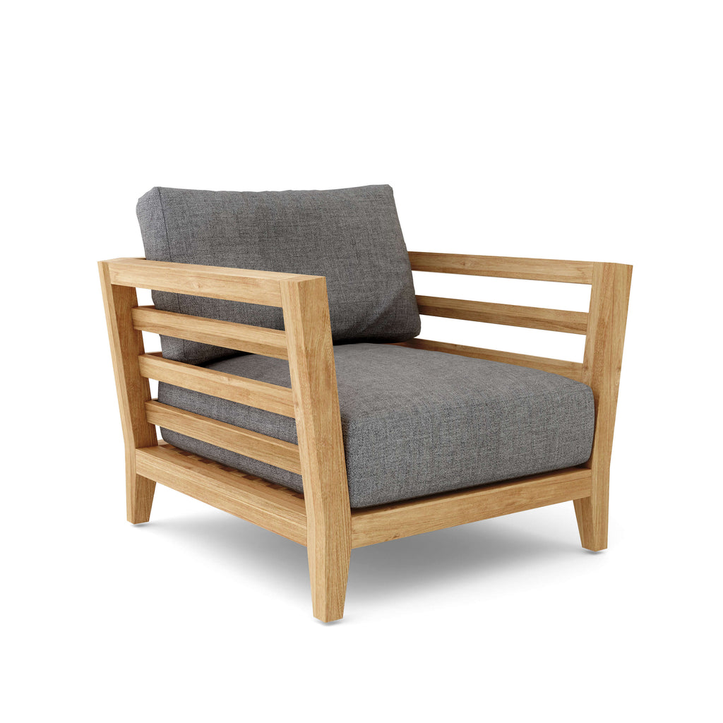 Cordoba deep seating armchair rear view with representative cushion — component of Anderson Teak SET-160
