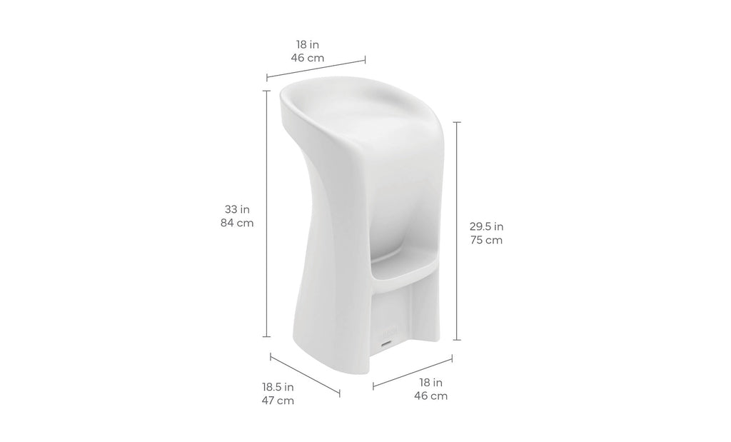Signature in-pool barstool Counter Height and Bar Height dimension guide