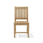 Rialto teak dining chair shown from the front on white