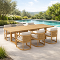 Junus 7-Piece Teak & Wicker Outdoor Dining Set — Seats 6