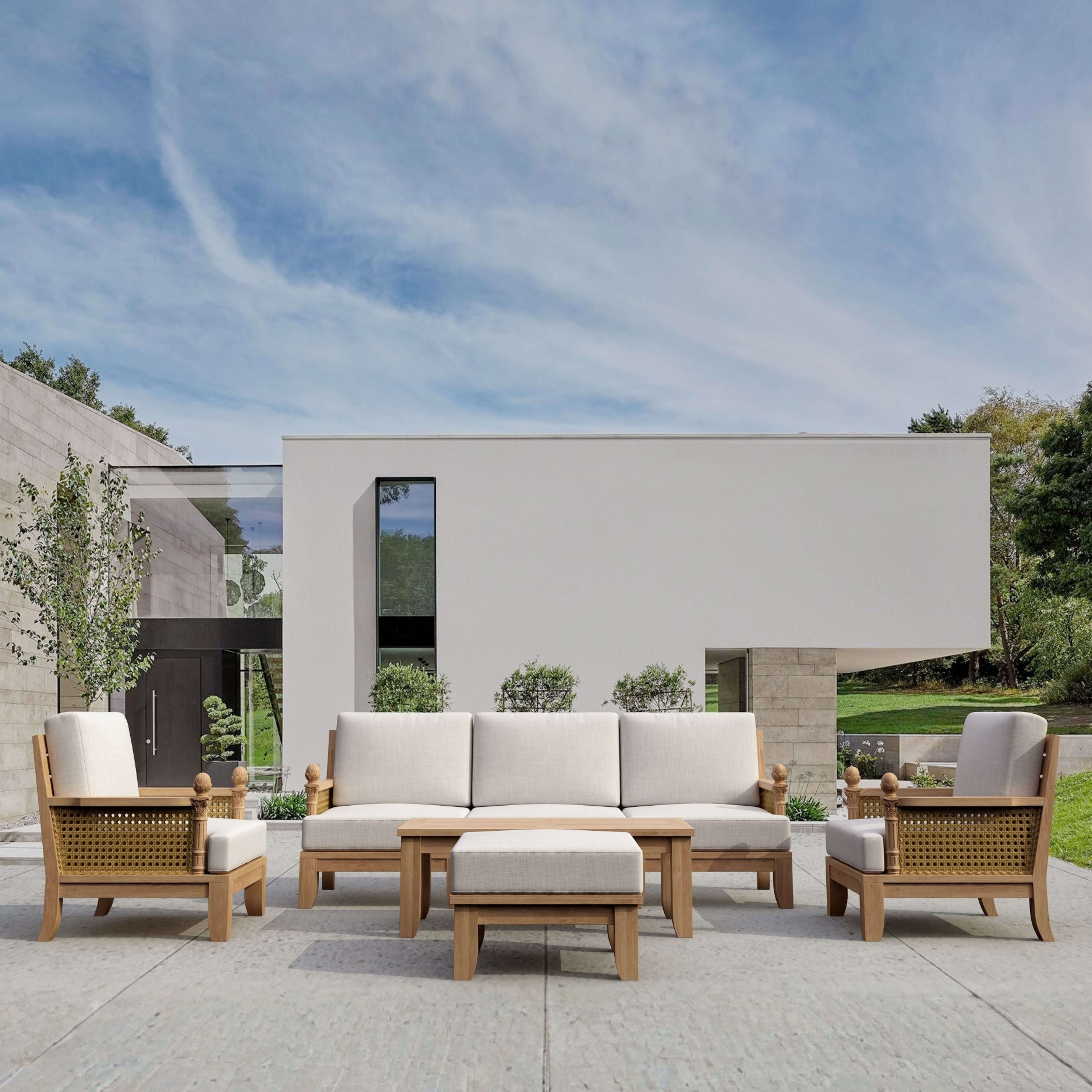 Luxe modular teak deep seating configuration