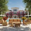 Luxe seven-piece modular teak deep seating set