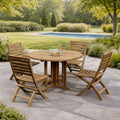 Andrew Butterfly five-piece teak dining set with round folding table and four chairs