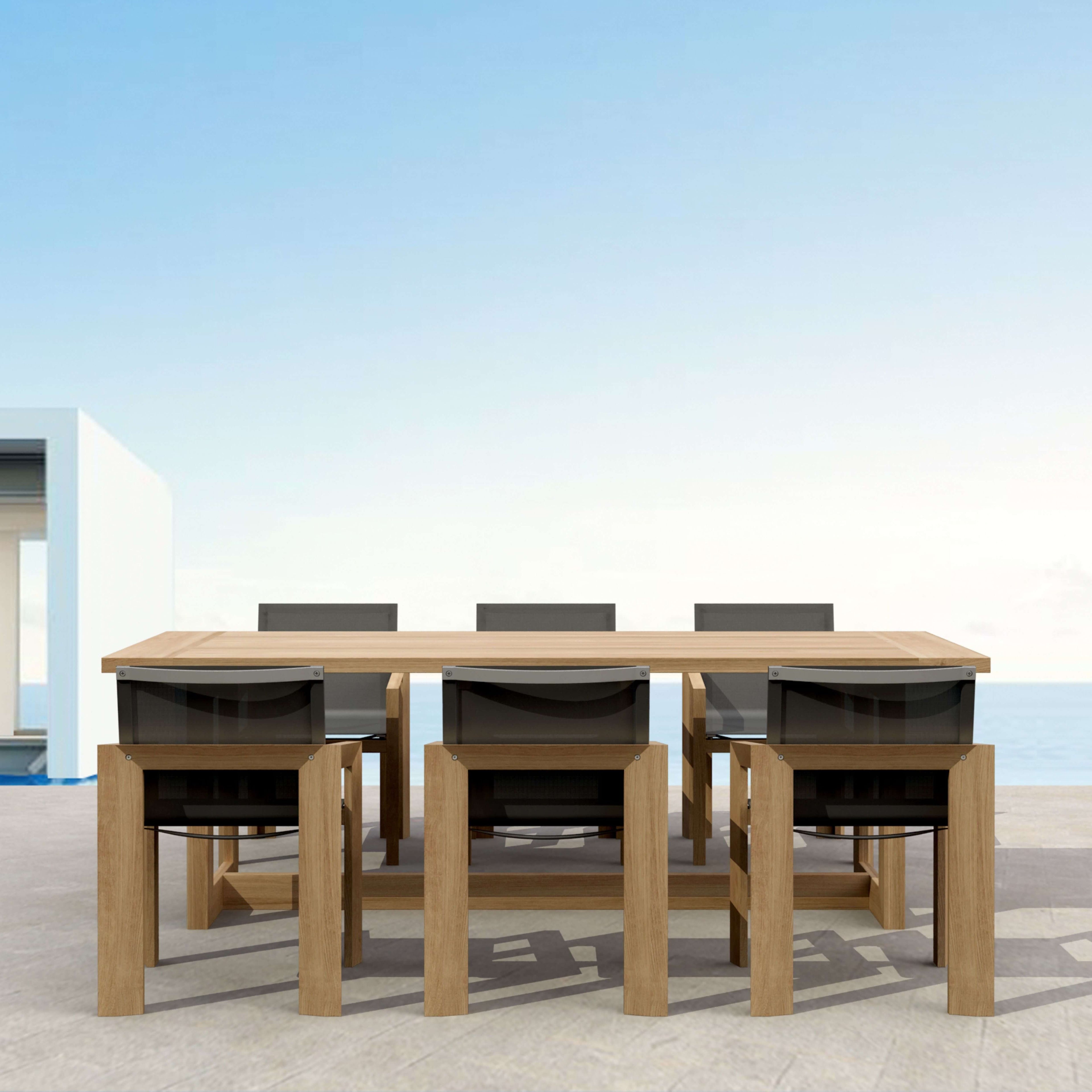Smyrna modern teak and Batyline outdoor dining set for six