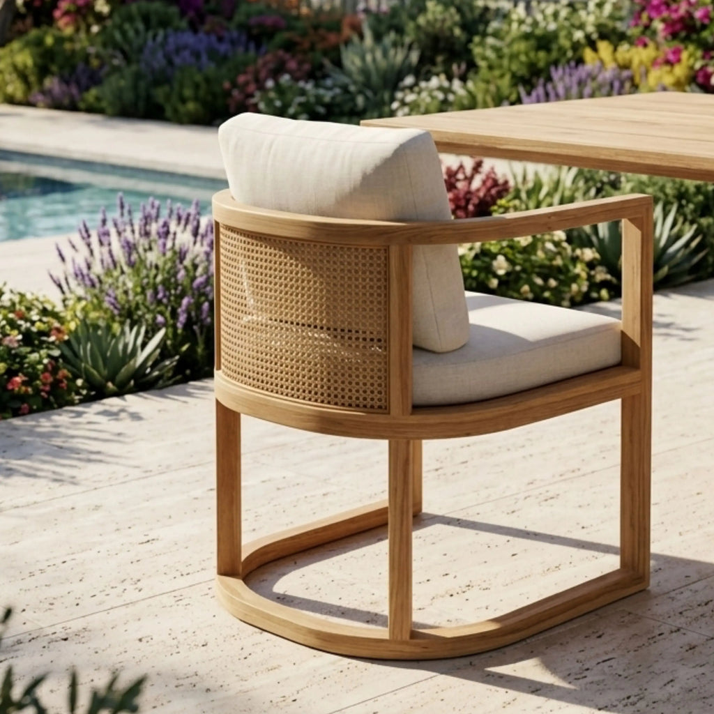 Junus 7-Piece Teak & Wicker Outdoor Dining Set — Seats 6