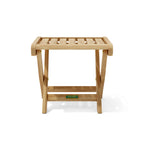 Katana FS-120 folding teak footstool, open front view