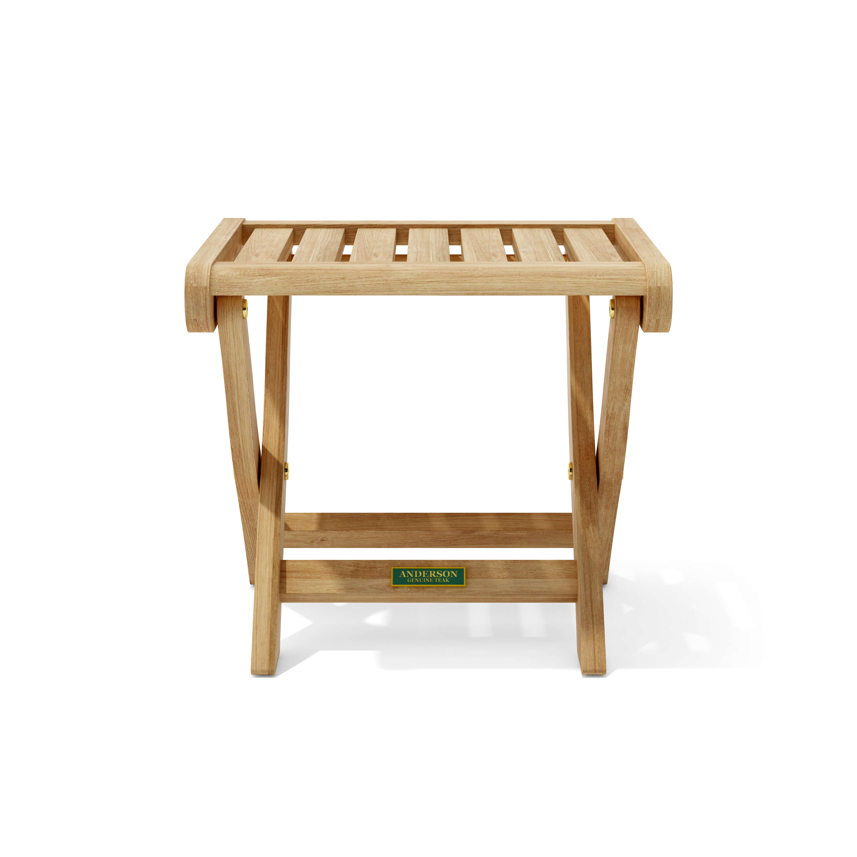 Katana folding teak foot stool, top view