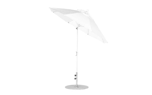 White 7.5-foot octagon crank auto-tilt fiberglass umbrella with White pole