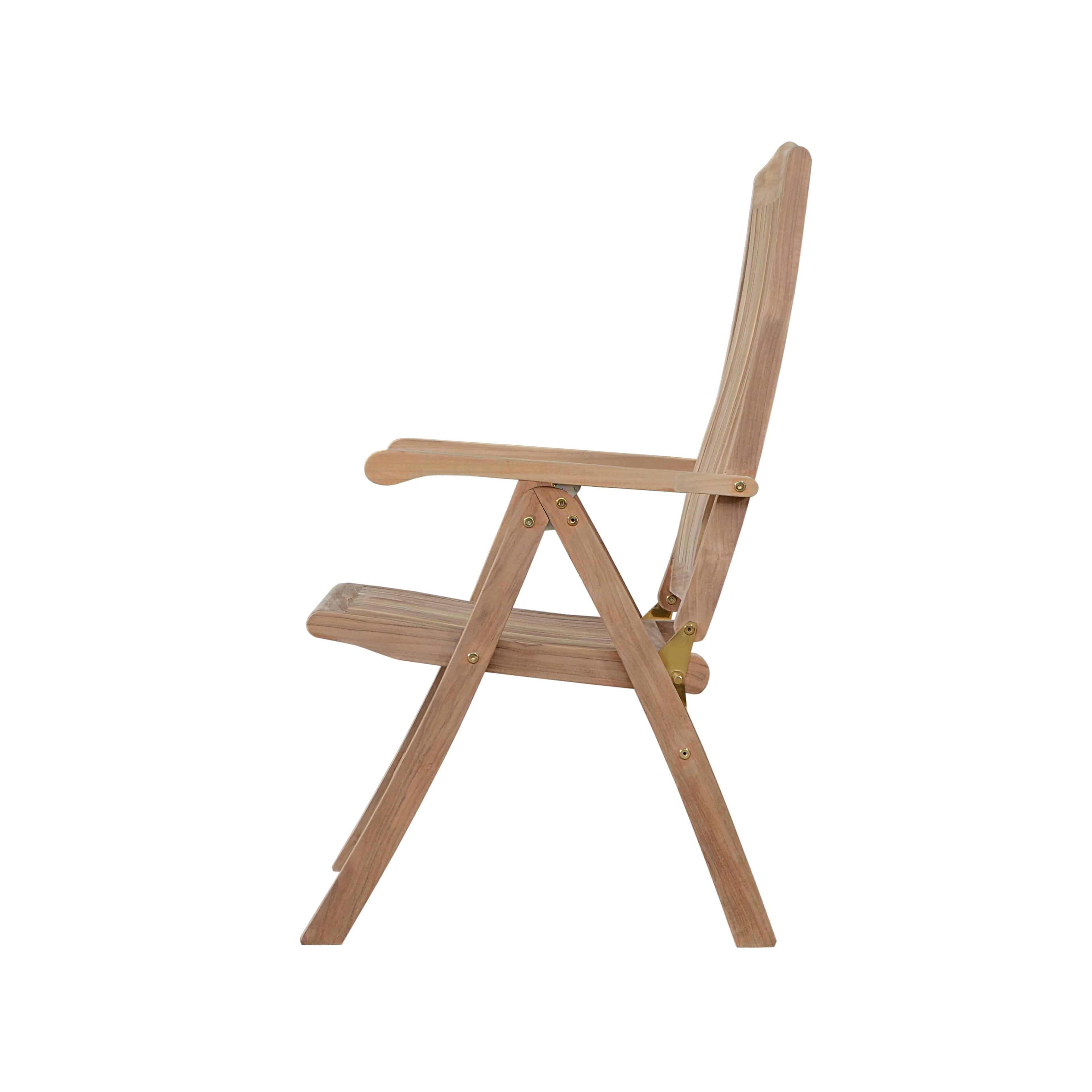 Katana reclining teak armchair, alternate side view