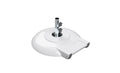 White 100 lb aluminum umbrella base with wheels, 18-inch stem and 1.5-inch pole opening