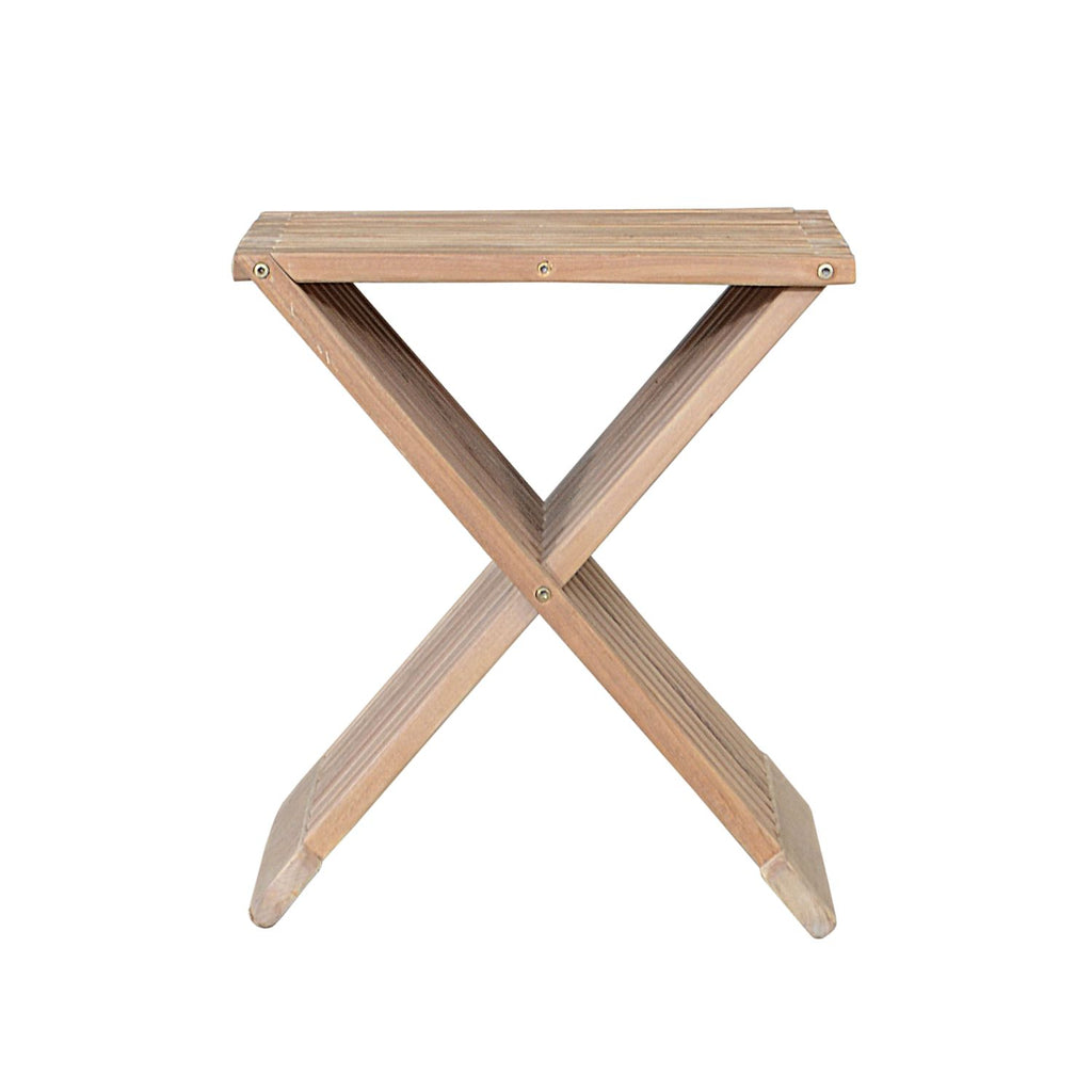 Marilla 16-inch folding teak side table, front angle