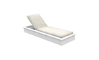 Ledge Lounger Echo Chaise in White resin with a White fabric cushion, backrest raised, on a plain white background
