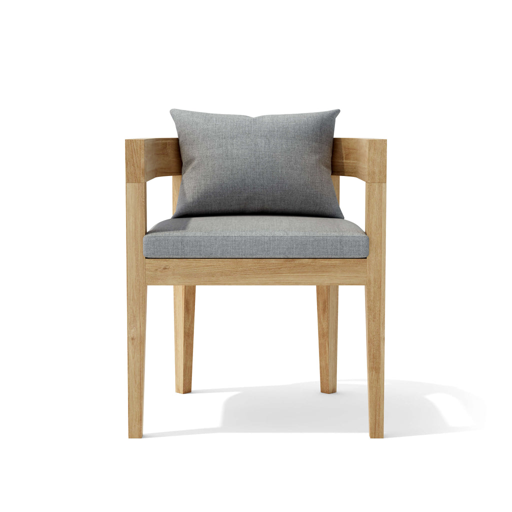Anderson Teak Coronado Dining Chair, Cast Slate cushion, front view