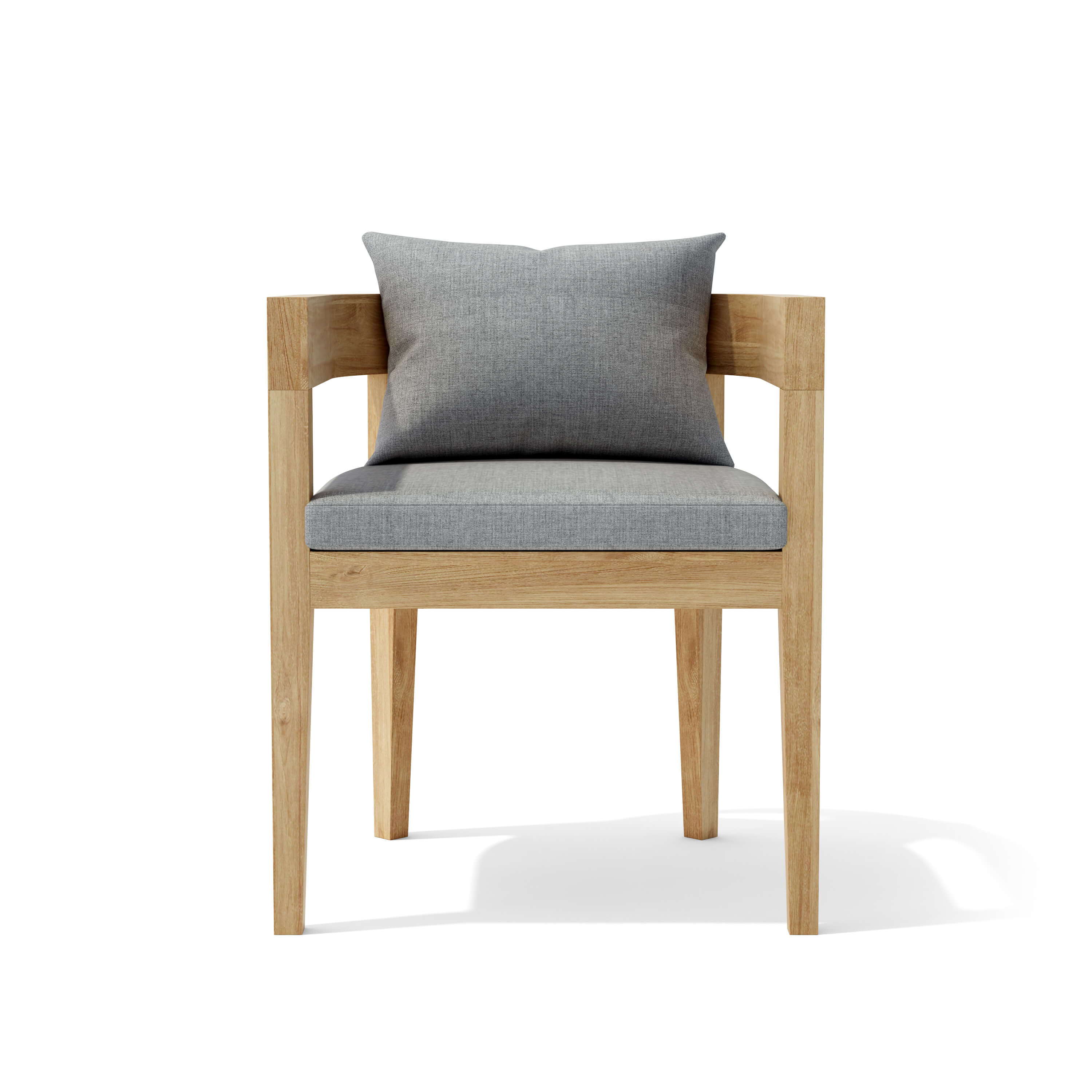 Anderson Teak Coronado Dining Chair, Cast Slate cushion, front view