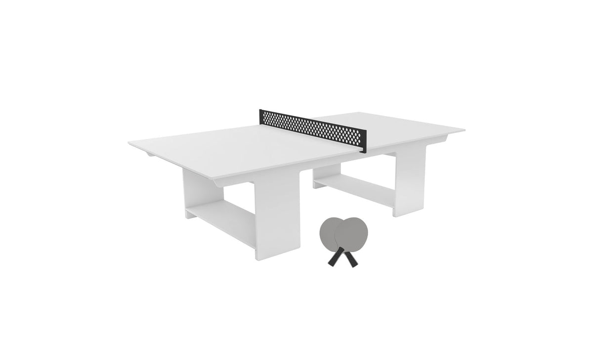 Ledge Lounger Table Tennis Set — White table, Black net and paddle handles, Gray paddle bodies