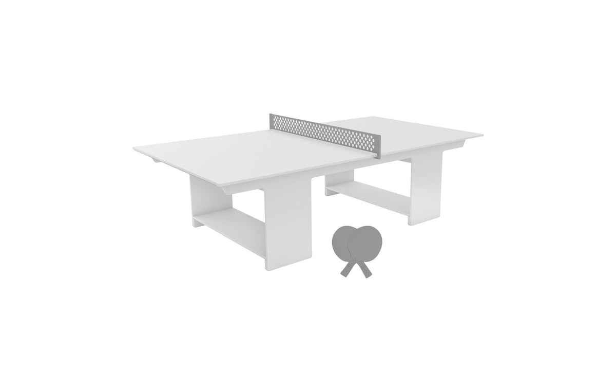 Ledge Lounger Table Tennis Set — White table, Gray net and paddle handles, Gray paddle bodies