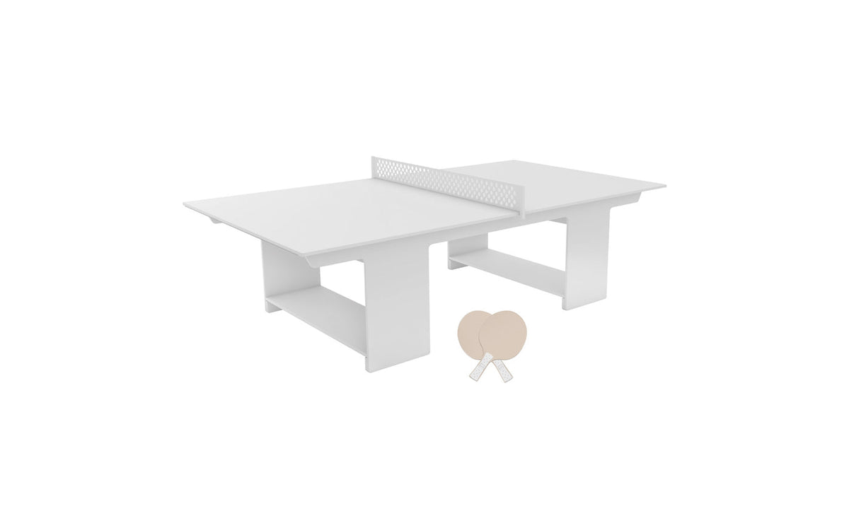 Ledge Lounger Table Tennis Set — White table, White net and paddle handles, Cloud paddle bodies