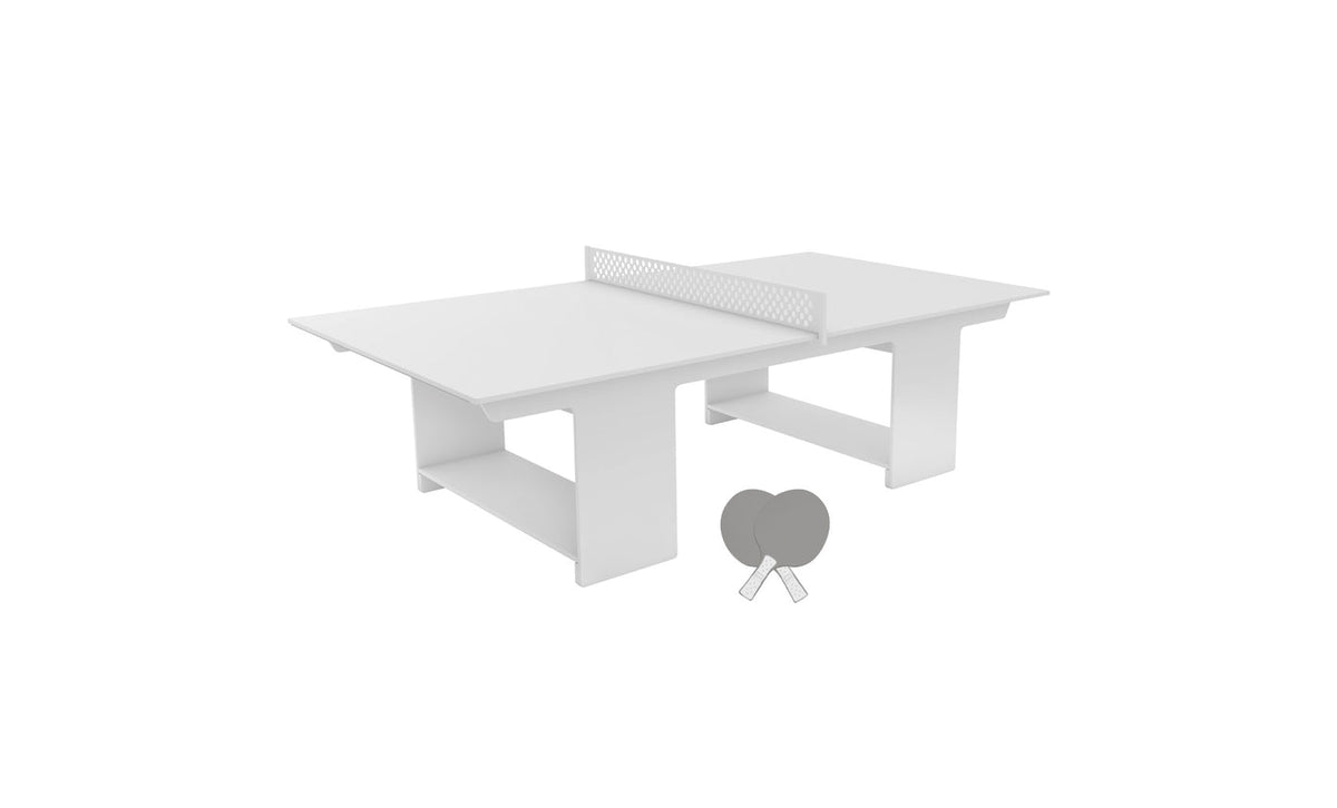 Ledge Lounger Table Tennis Set — White table, White net and paddle handles, Gray paddle bodies