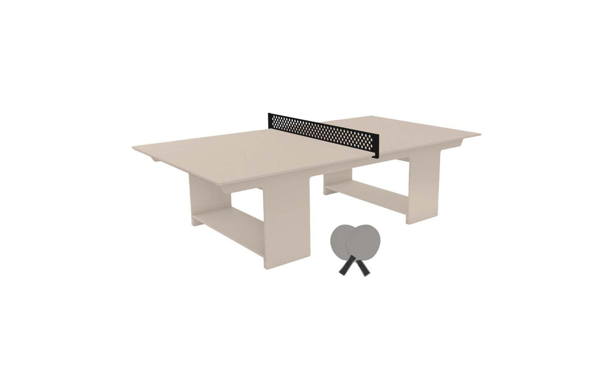 Ledge Lounger Table Tennis Set — Cloud table, Black net and paddle handles, Gray paddle bodies