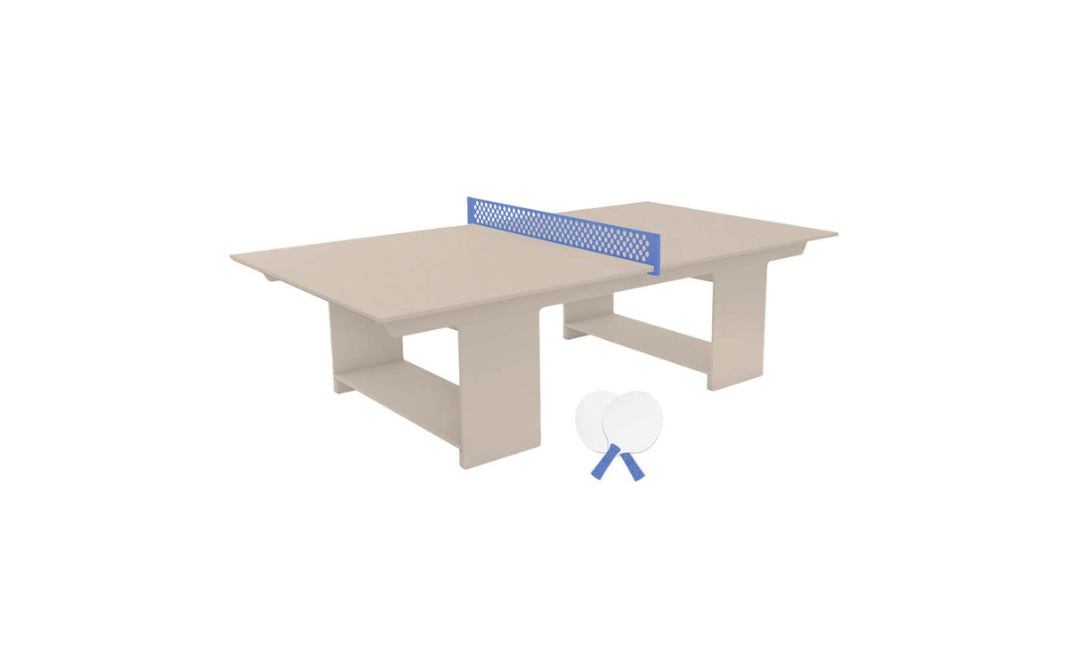 Ledge Lounger Table Tennis Set — Cloud table, Sky Blue net and paddle handles, White paddle bodies