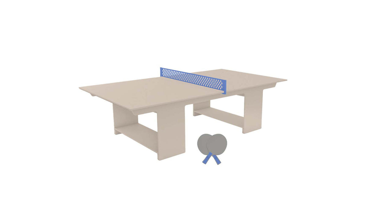 Ledge Lounger Table Tennis Set — Cloud table, Sky Blue net and paddle handles, Gray paddle bodies