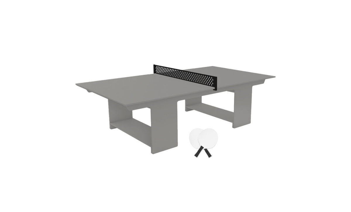 Ledge Lounger Table Tennis Set — Gray table, Black net and paddle handles, White paddle bodies