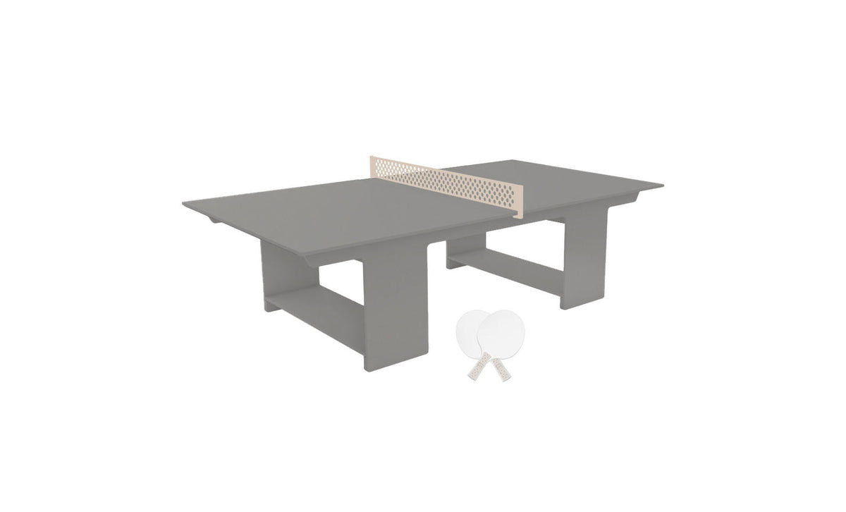 Ledge Lounger Table Tennis Set — Gray table, Cloud net and paddle handles, White paddle bodies