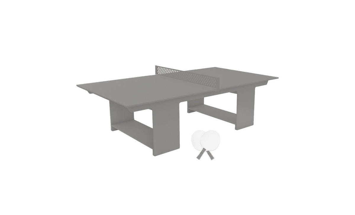 Ledge Lounger Table Tennis Set — Gray table, Gray net and paddle handles, White paddle bodies
