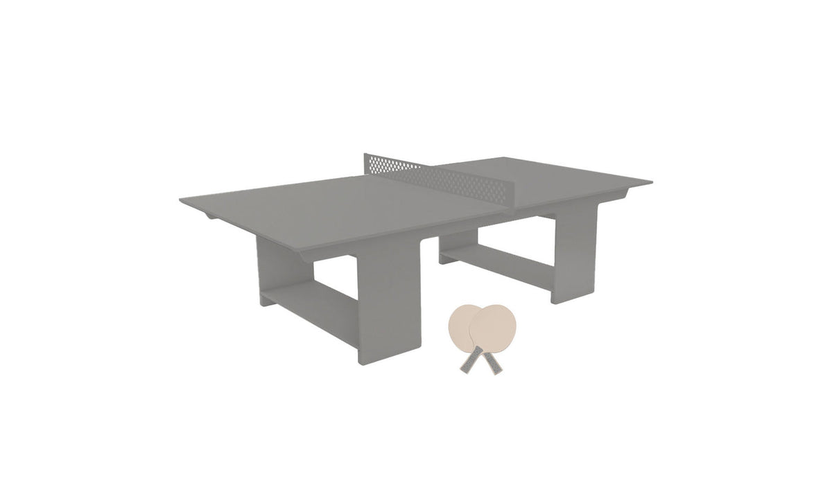 Ledge Lounger Table Tennis Set — Gray table, Gray net and paddle handles, Cloud paddle bodies