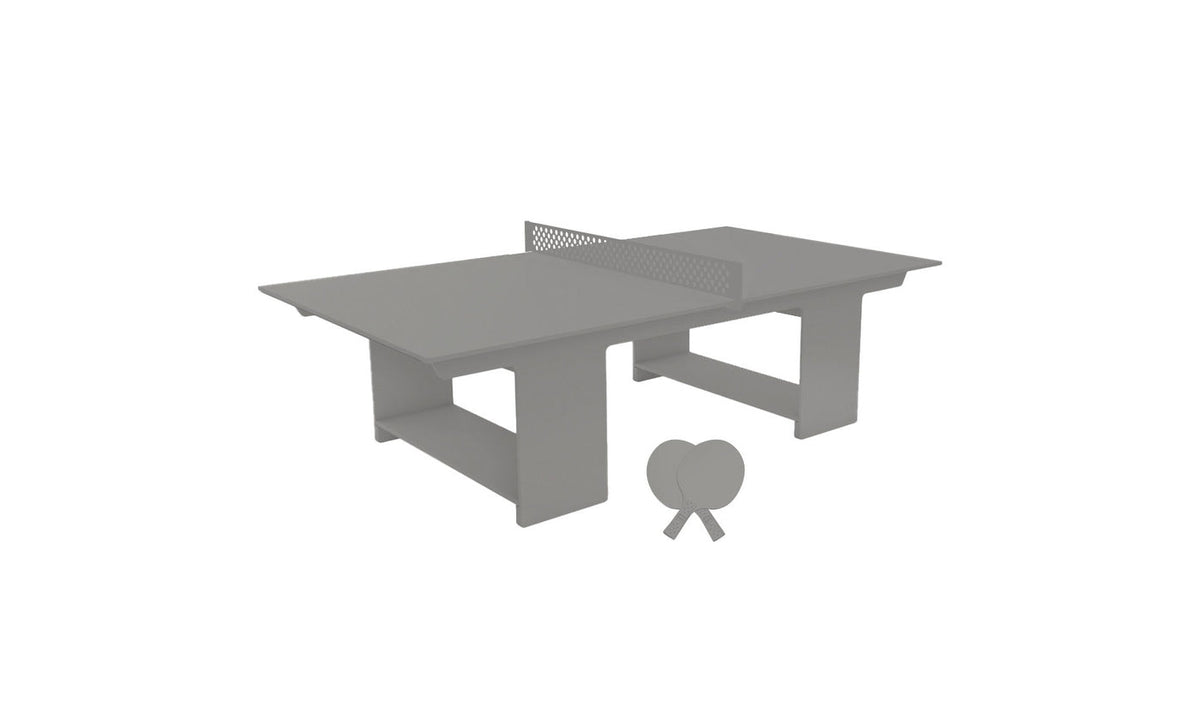 Ledge Lounger Table Tennis Set — Gray table, Gray net and paddle handles, Gray paddle bodies