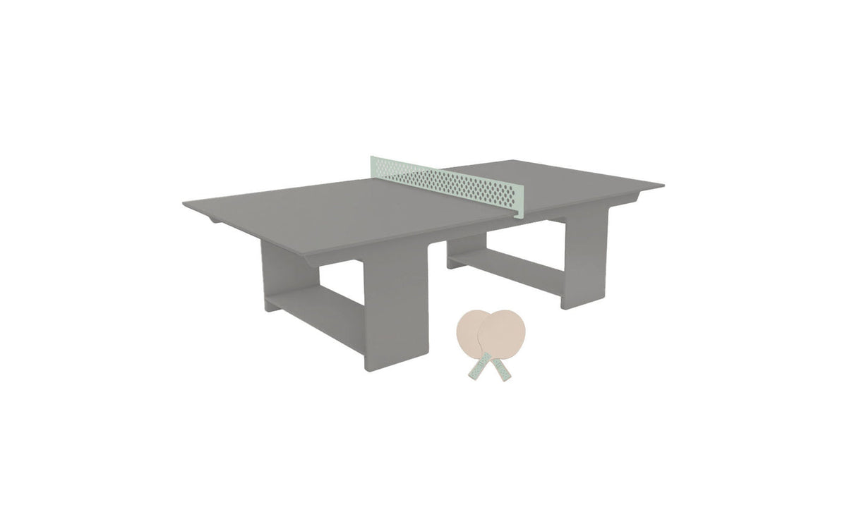 Ledge Lounger Table Tennis Set — Gray table, Sage Green net and paddle handles, Cloud paddle bodies