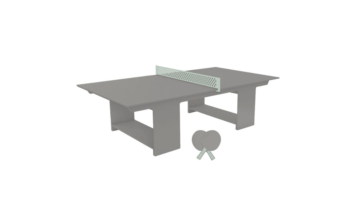 Ledge Lounger Table Tennis Set — Gray table, Sage Green net and paddle handles, Gray paddle bodies
