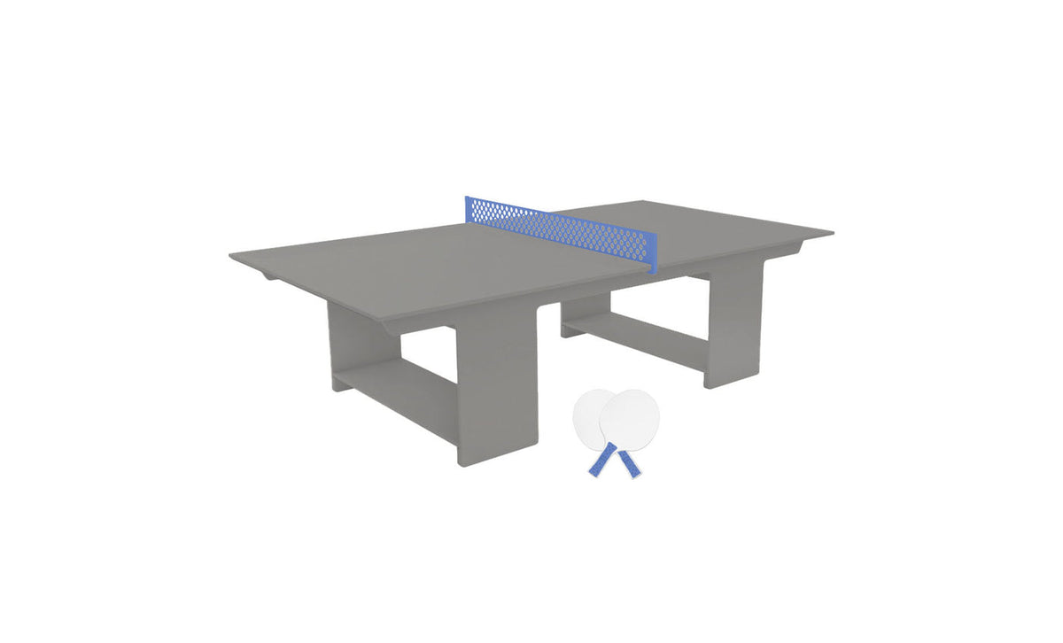 Ledge Lounger Table Tennis Set — Gray table, Sky Blue net and paddle handles, White paddle bodies