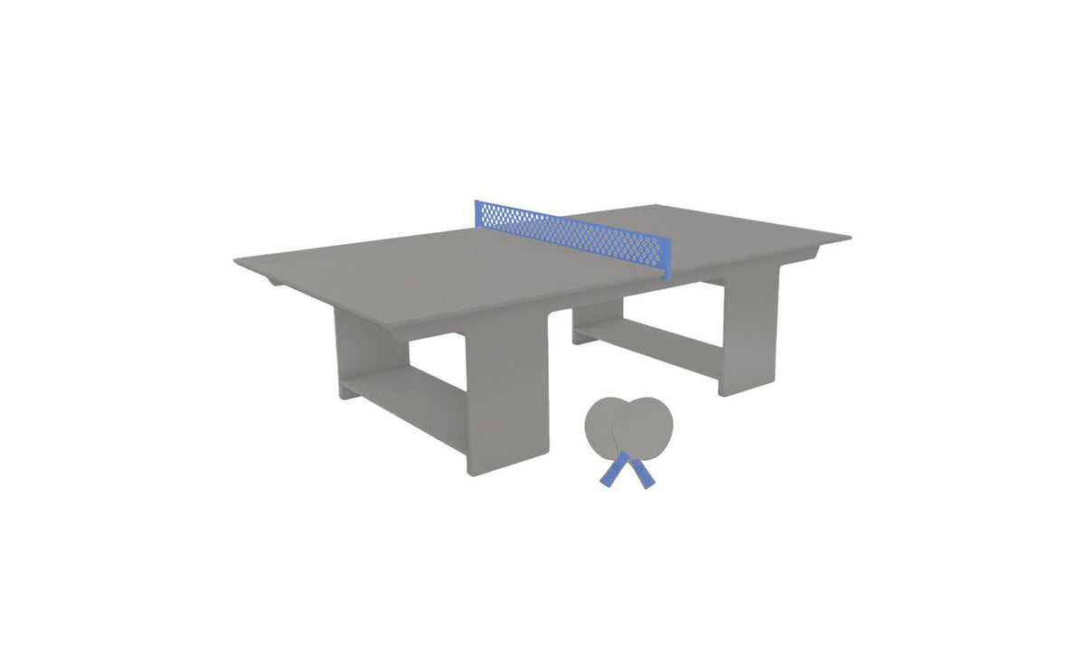 Ledge Lounger Table Tennis Set — Gray table, Sky Blue net and paddle handles, Gray paddle bodies