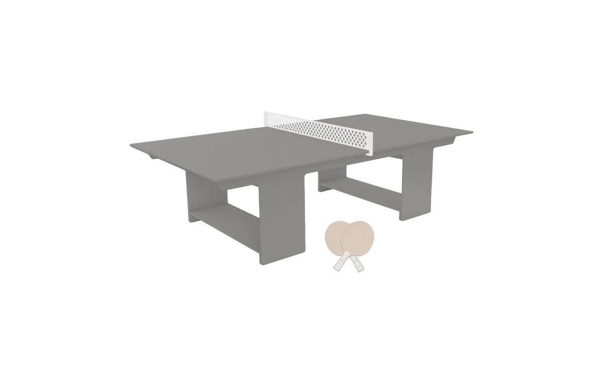 Ledge Lounger Table Tennis Set — Gray table, White net and paddle handles, Cloud paddle bodies