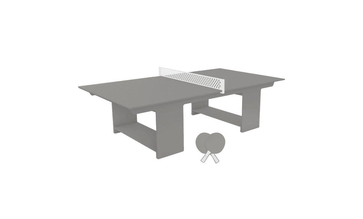 Ledge Lounger Table Tennis Set — Gray table, White net and paddle handles, Gray paddle bodies