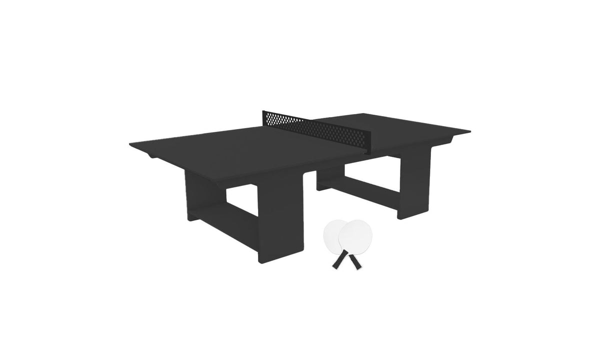 Ledge Lounger Table Tennis Set — Black table, Black net and paddle handles, White paddle bodies