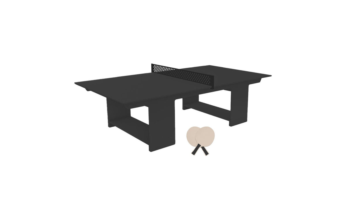 Ledge Lounger Table Tennis Set — Black table, Black net and paddle handles, Cloud paddle bodies