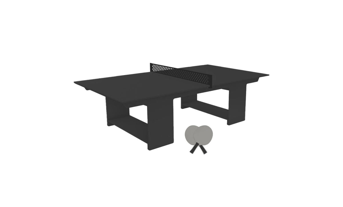 Ledge Lounger Table Tennis Set — Black table, Black net and paddle handles, Gray paddle bodies