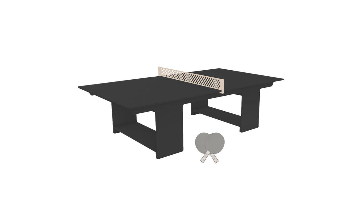 Ledge Lounger Table Tennis Set — Black table, Cloud net and paddle handles, Gray paddle bodies