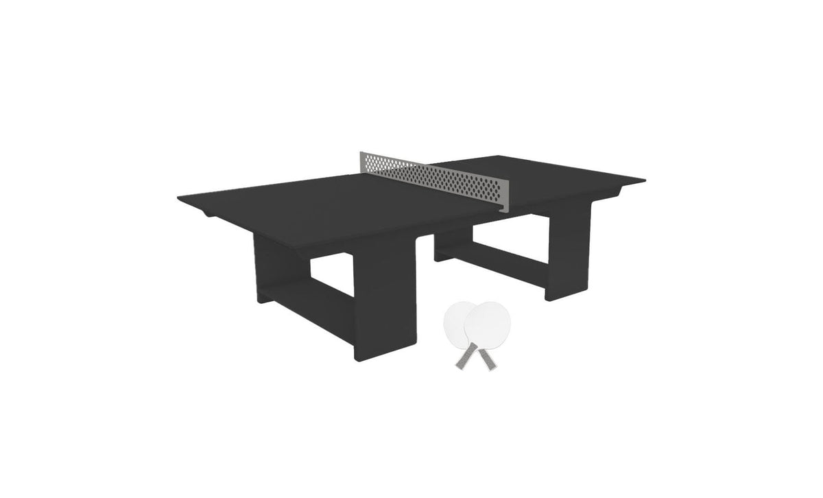 Ledge Lounger Table Tennis Set — Black table, Gray net and paddle handles, White paddle bodies