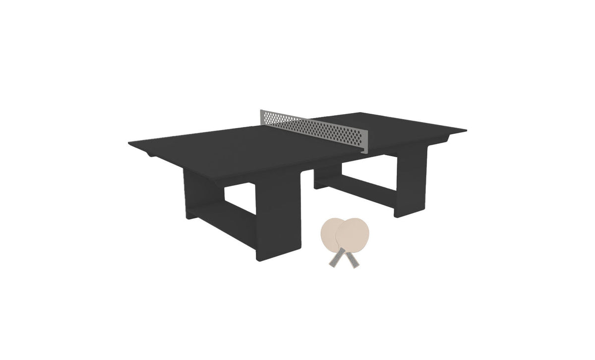 Ledge Lounger Table Tennis Set — Black table, Gray net and paddle handles, Cloud paddle bodies