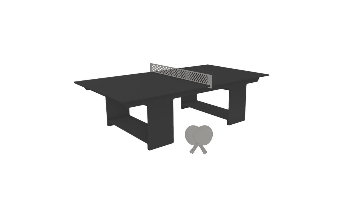 Ledge Lounger Table Tennis Set — Black table, Gray net and paddle handles, Gray paddle bodies