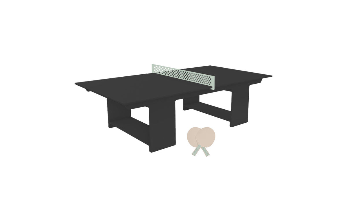 Ledge Lounger Table Tennis Set — Black table, Sage Green net and paddle handles, Cloud paddle bodies