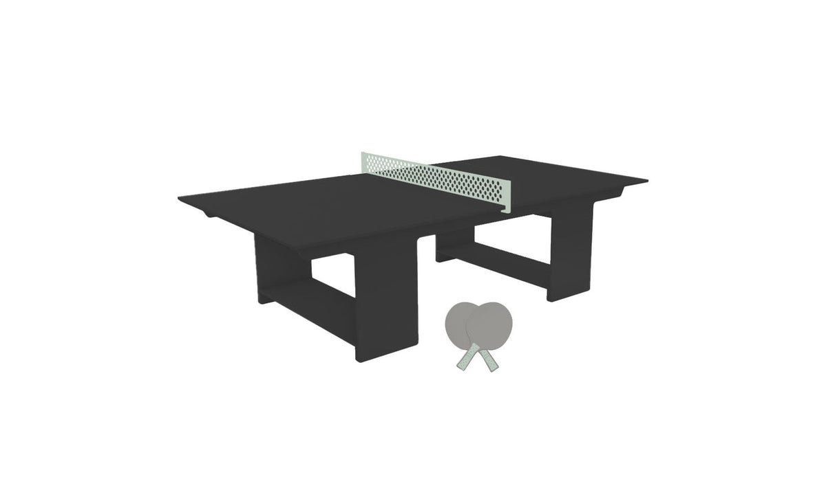 Ledge Lounger Table Tennis Set — Black table, Sage Green net and paddle handles, Gray paddle bodies