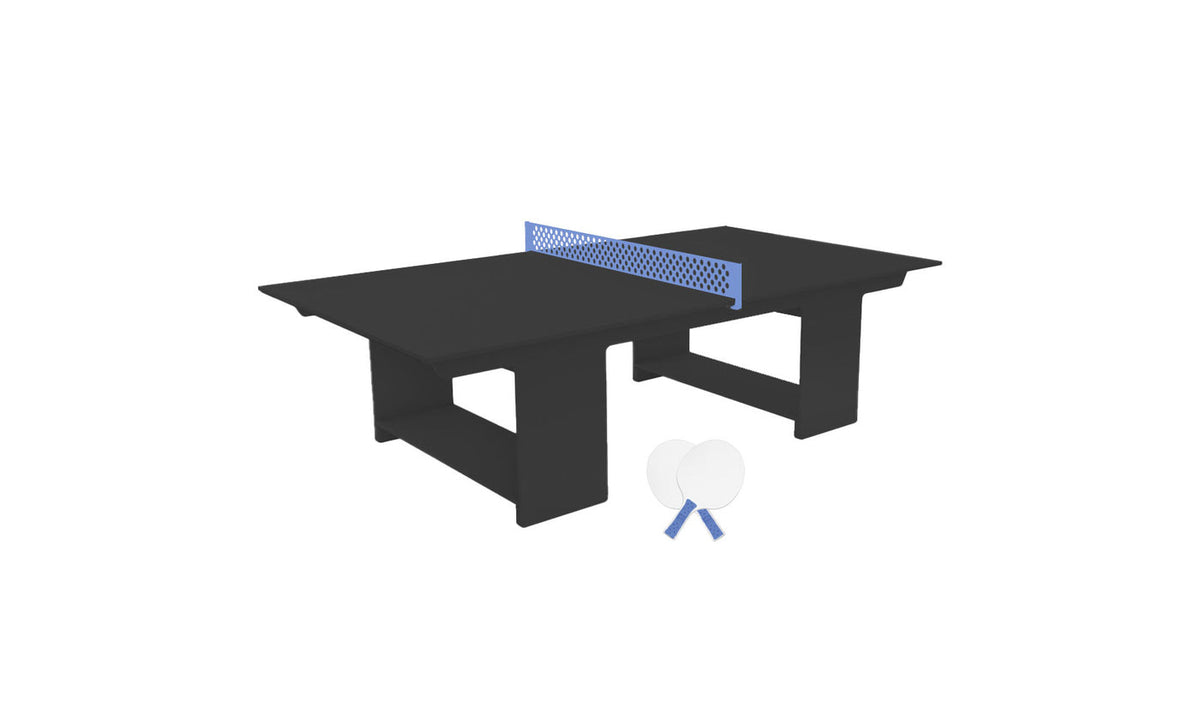 Ledge Lounger Table Tennis Set — Black table, Sky Blue net and paddle handles, White paddle bodies