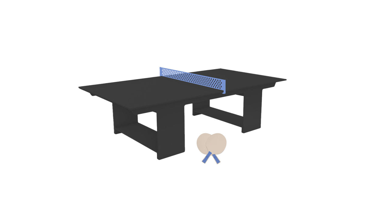 Ledge Lounger Table Tennis Set — Black table, Sky Blue net and paddle handles, Cloud paddle bodies