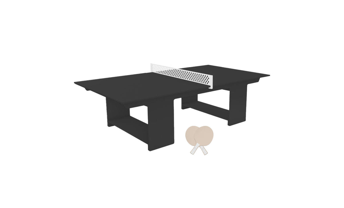 Ledge Lounger Table Tennis Set — Black table, White net and paddle handles, Cloud paddle bodies